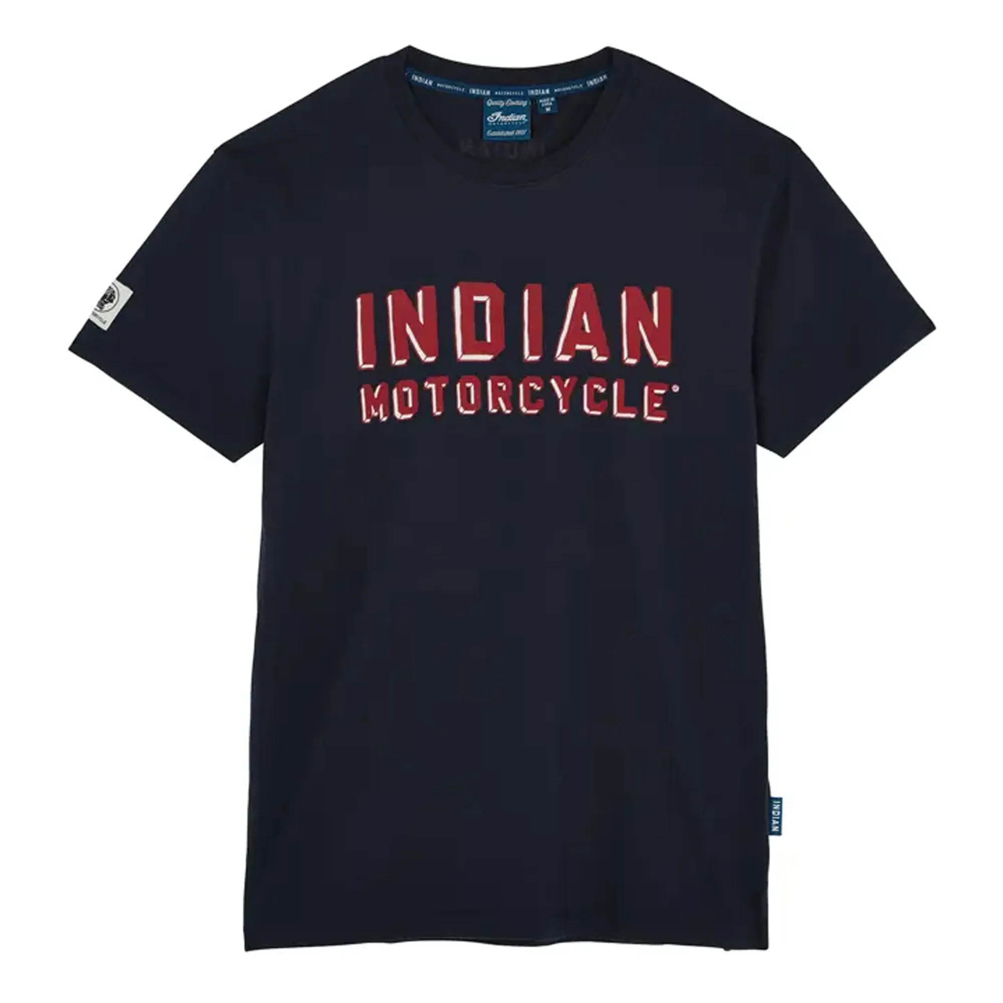 Indian Motorcycle Mens Shadow Block Logo Tee T-Shirt Navy Blue