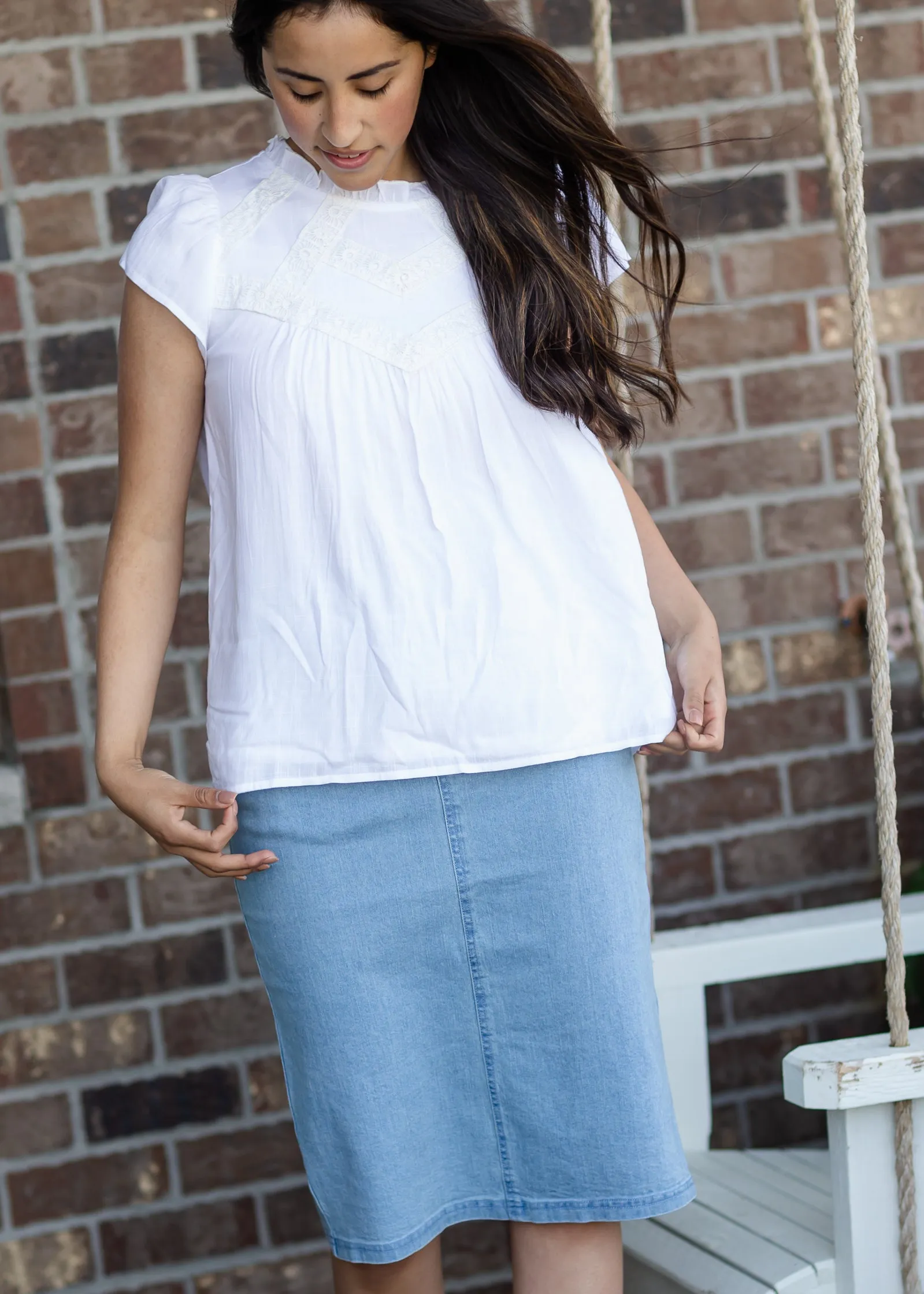 Ivory Lace Trim Detail Blouse - FINAL SALE