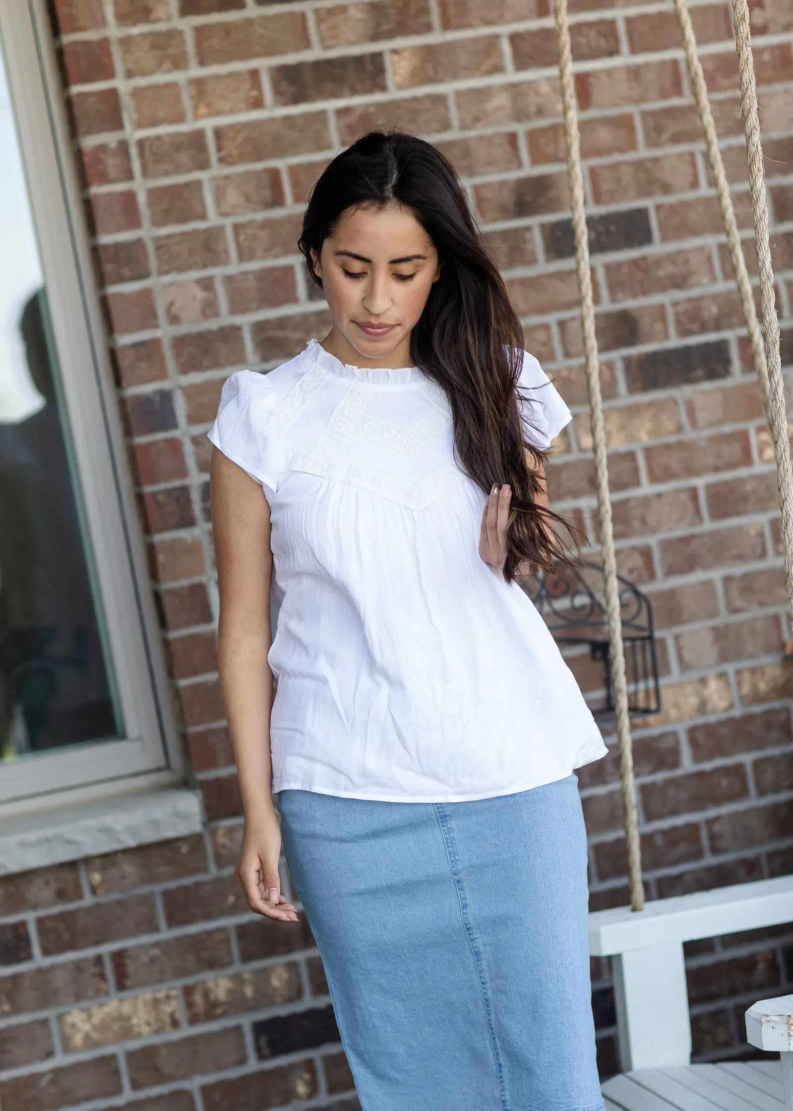 Ivory Lace Trim Detail Blouse - FINAL SALE