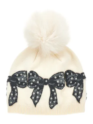 Ivory Wool Bow Hat