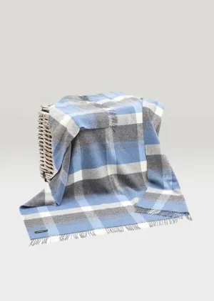 John Hanly Grey Blue Merino Cashmere Wool Throw Blanket