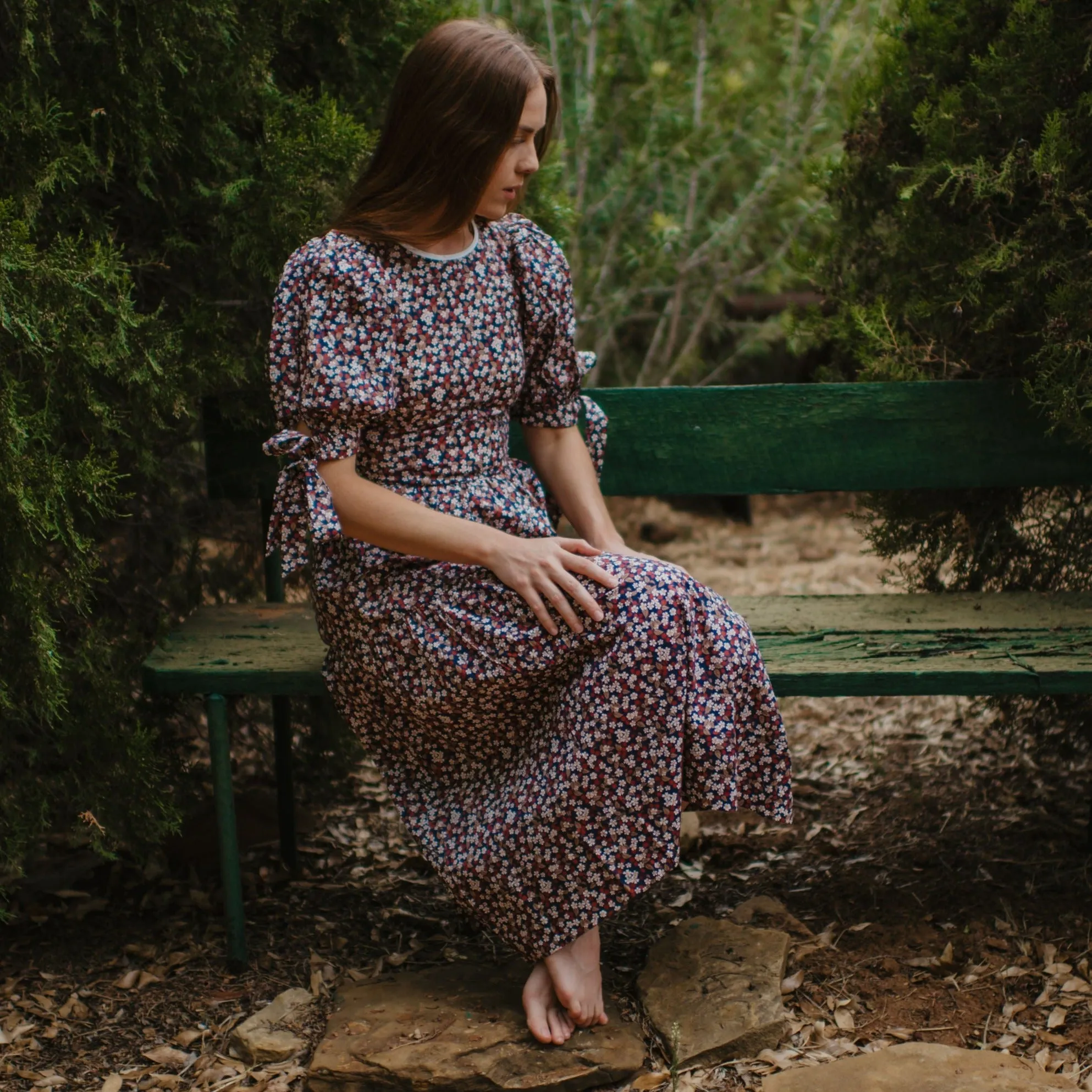 'Karens Choice' Liberty Print Midi Dress Tie Sleeve