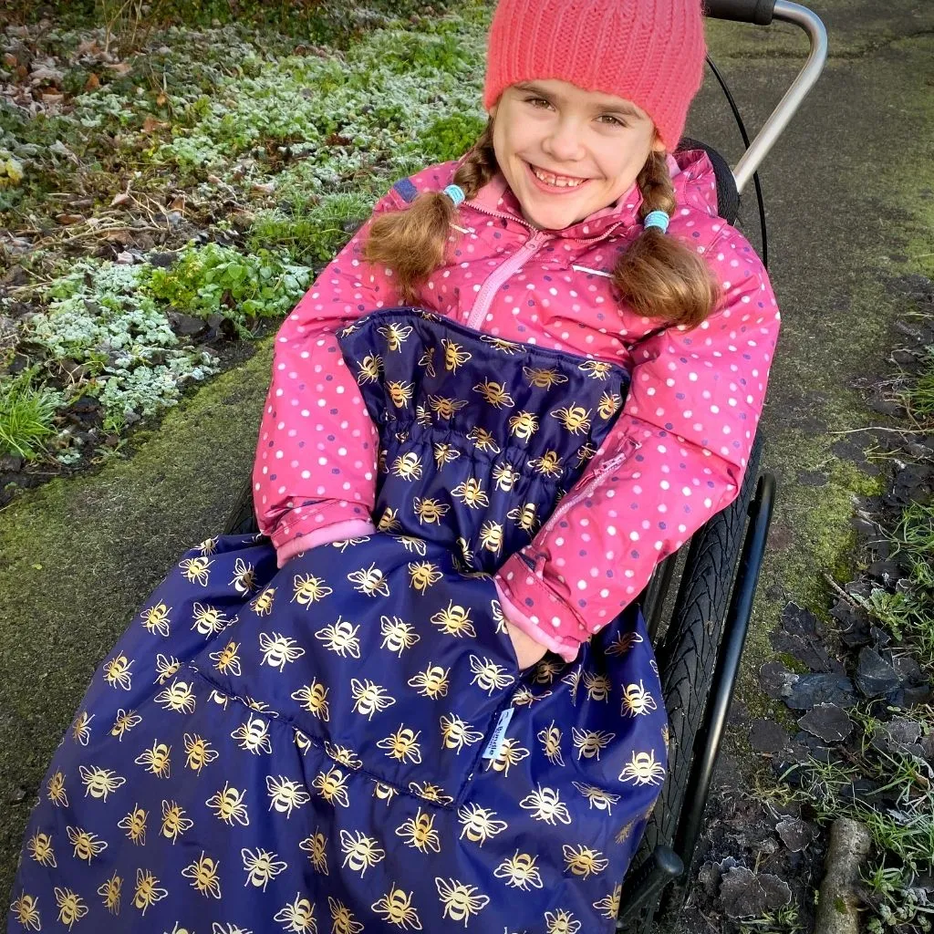 Kids Fleece-Lined Wheelchair Cosy - GOLD BEES