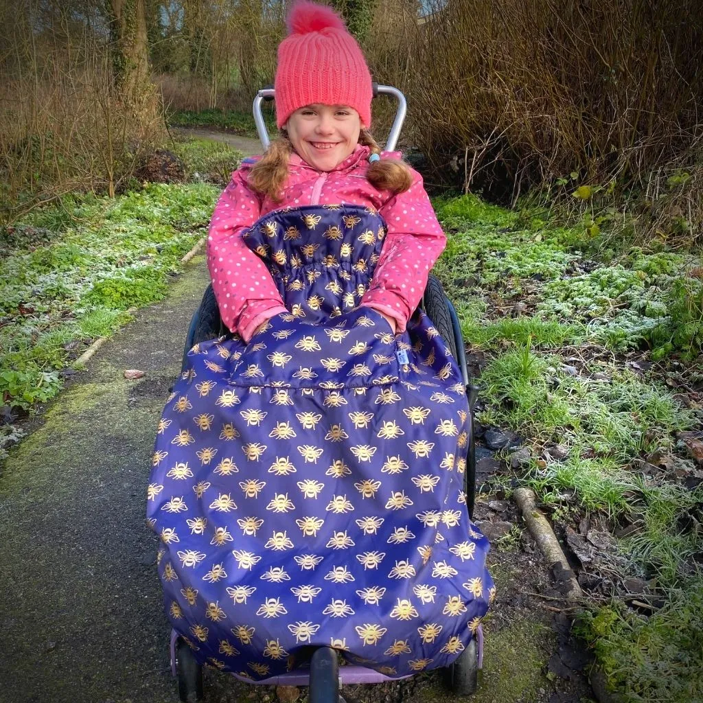 Kids Fleece-Lined Wheelchair Cosy - GOLD BEES