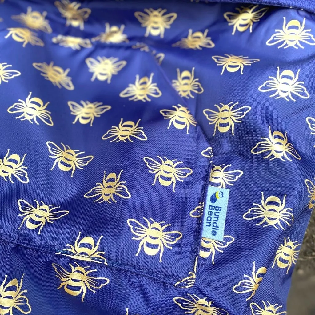 Kids Fleece-Lined Wheelchair Cosy - GOLD BEES