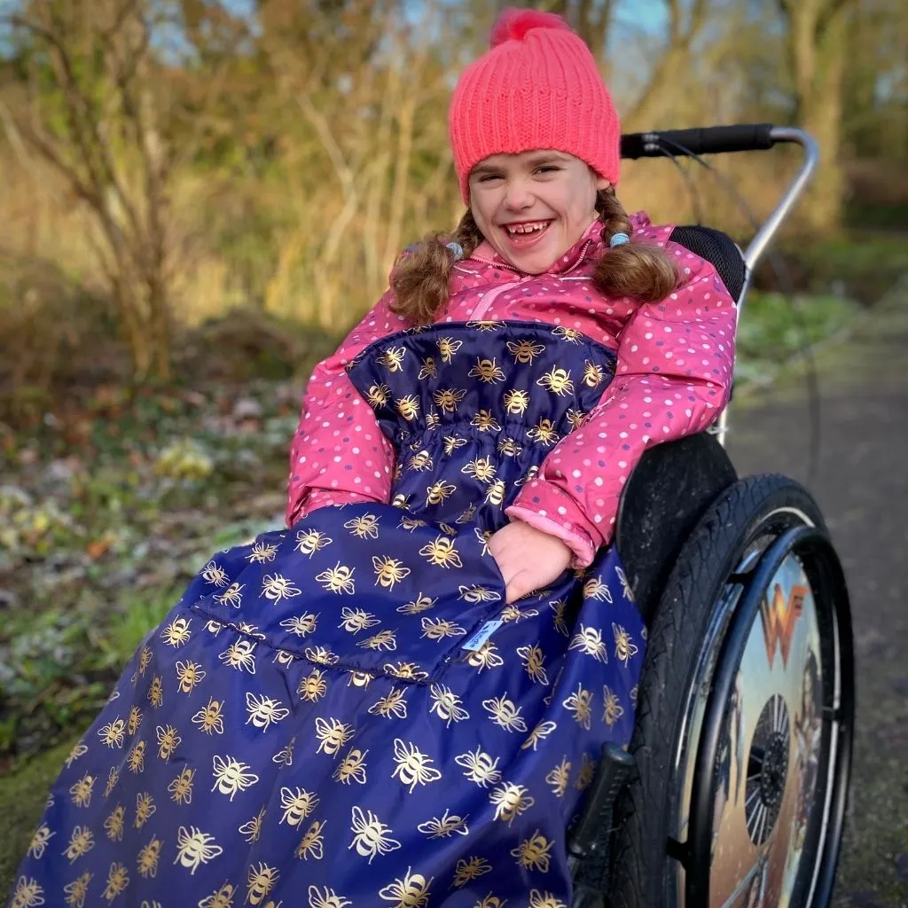 Kids Fleece-Lined Wheelchair Cosy - GOLD BEES