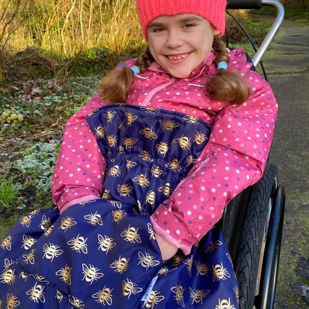 Kids Fleece-Lined Wheelchair Cosy - GOLD BEES