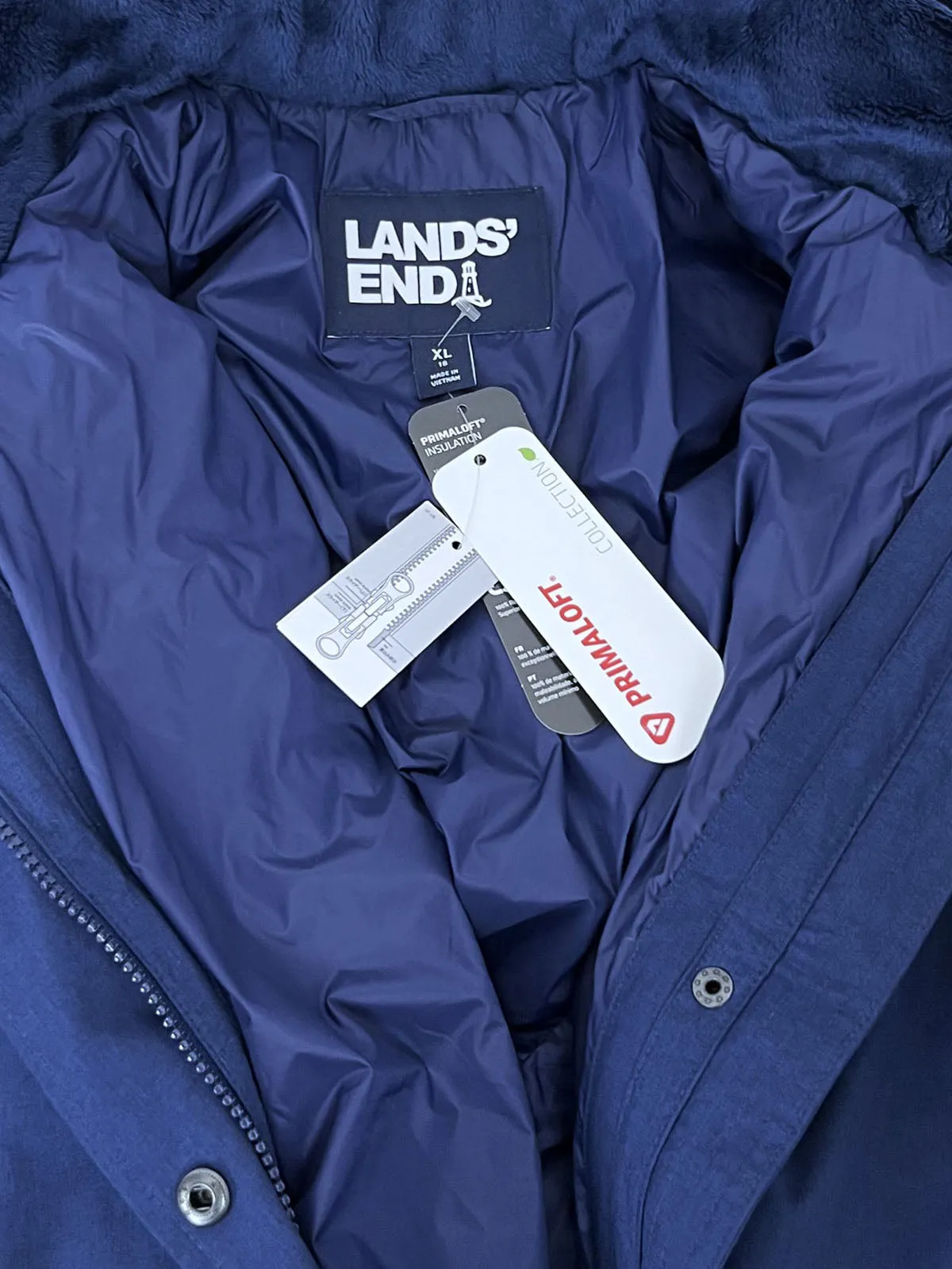 Lands' End Size XL (16/18) Blue Winter Parka Coat NWT