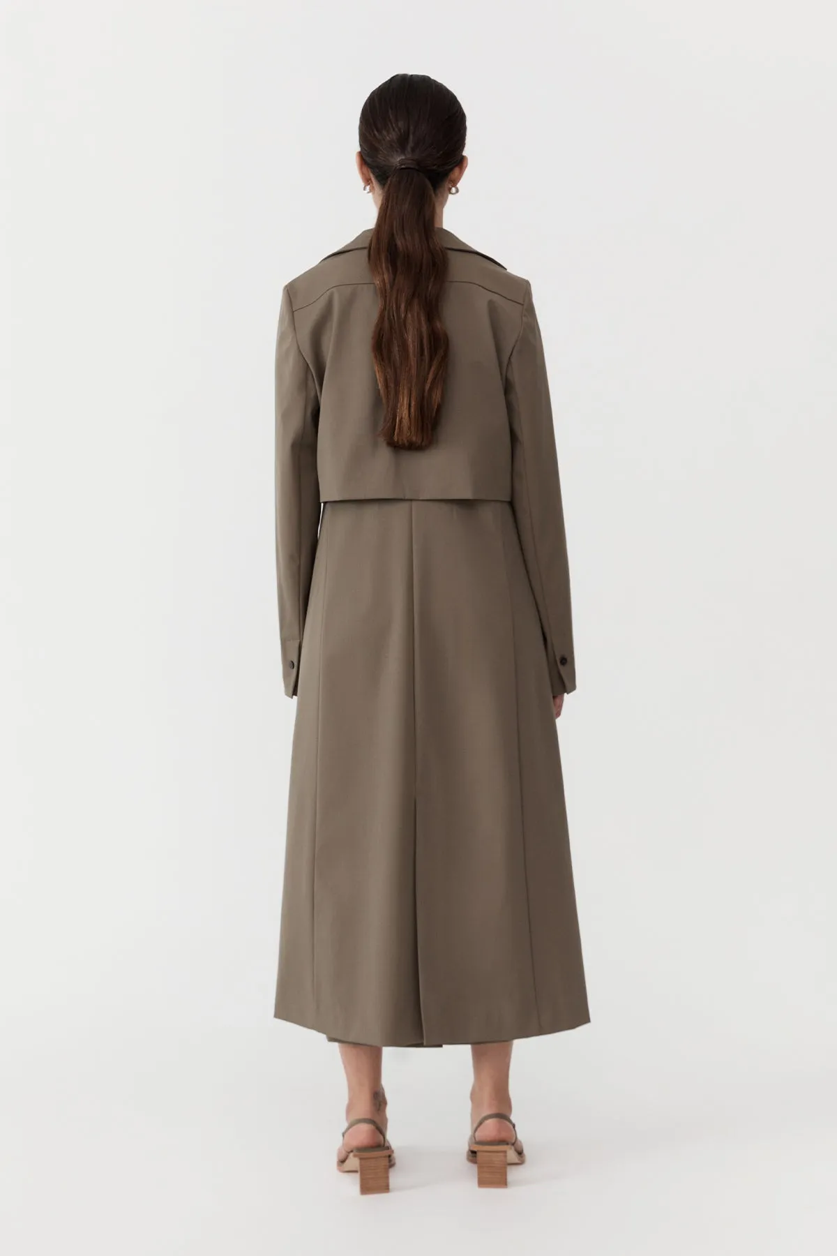 Layered Wool Trench Kelp