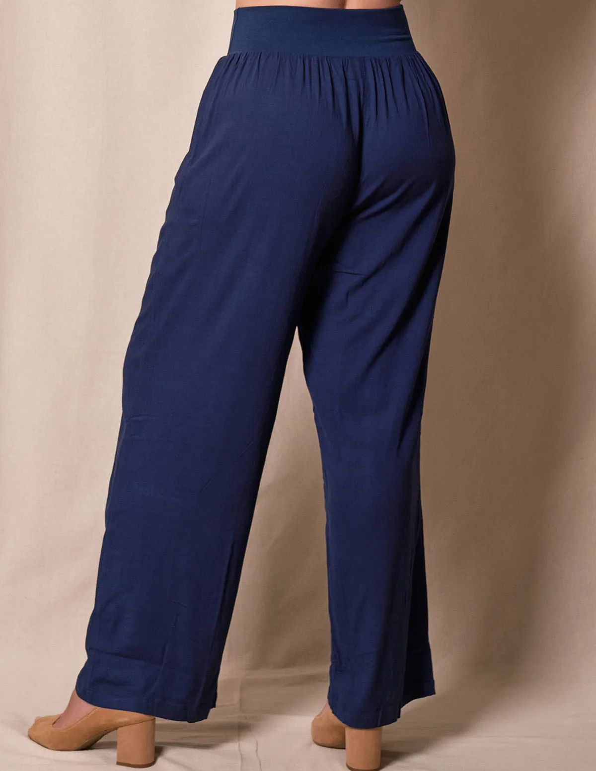 Linen / Bamboo Soft Waist Pants -  Indigo