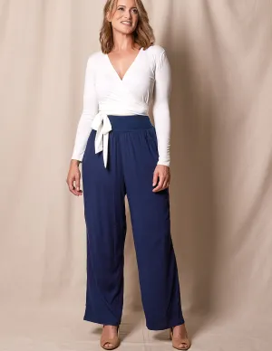 Linen / Bamboo Soft Waist Pants -  Indigo