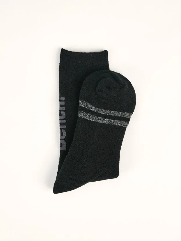 Men's Full Cushion Brushed Thermal Crew Socks (2 Pairs) - Black