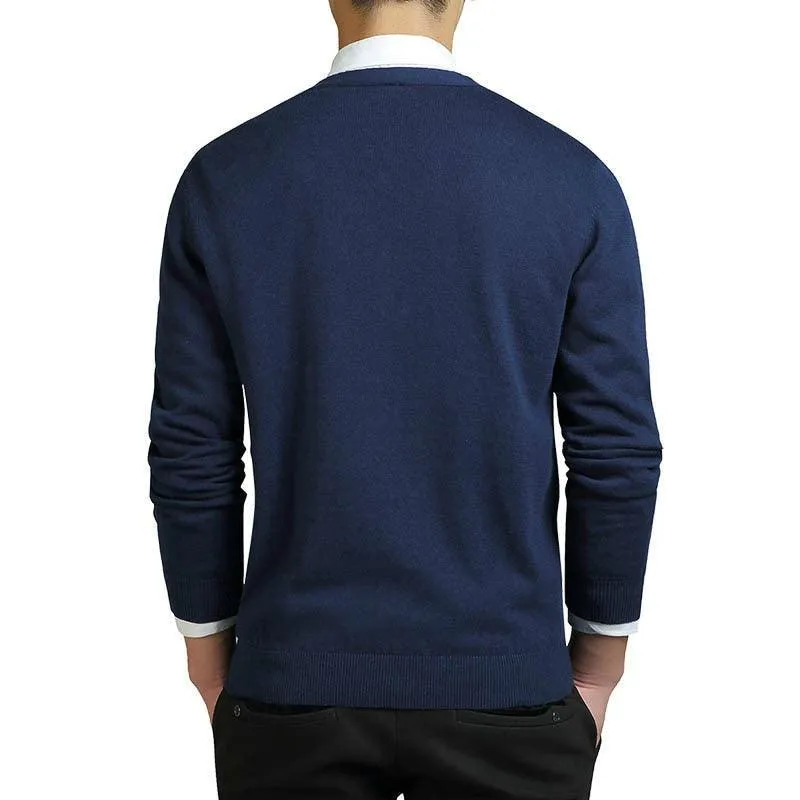 Men's Plain V-Neck Cardigan