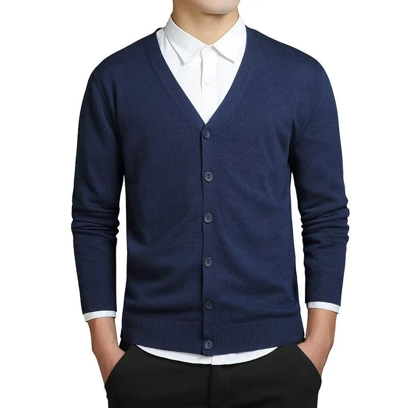 Men's Plain V-Neck Cardigan