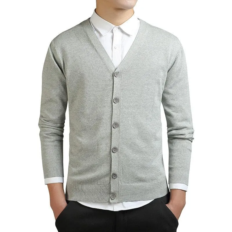 Men's Plain V-Neck Cardigan