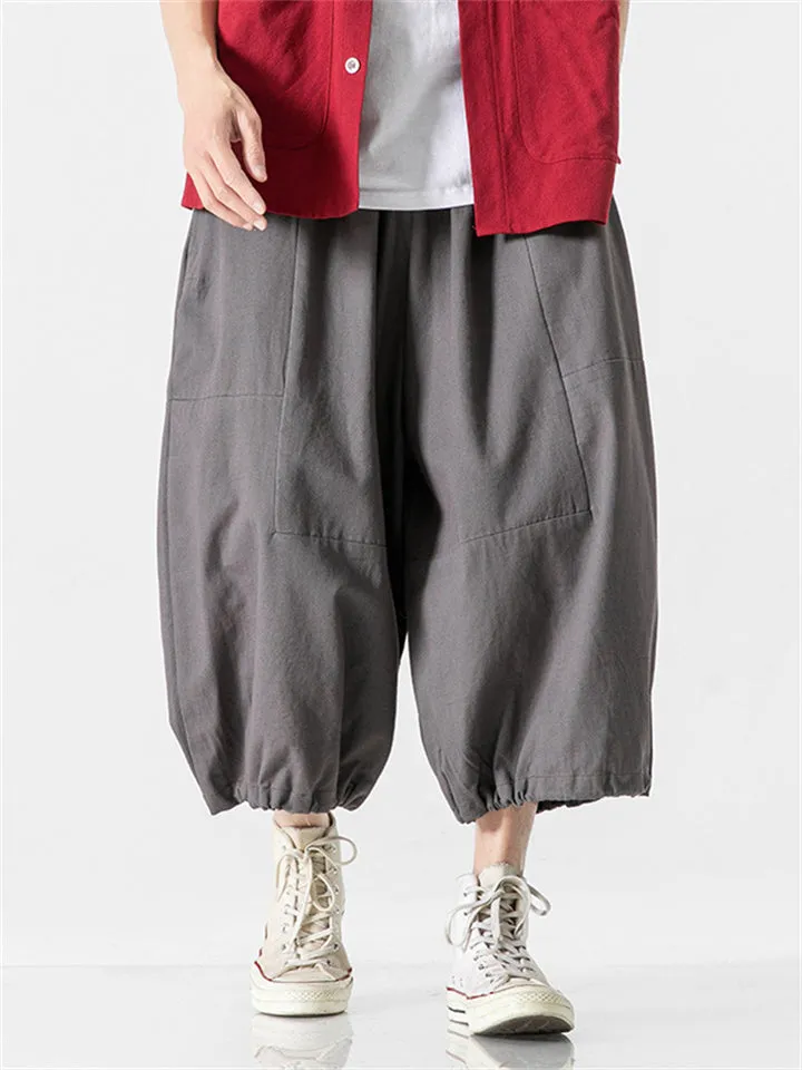 Men's Summer Sports 100% Cotton Relaxed Fit Cropped Pants