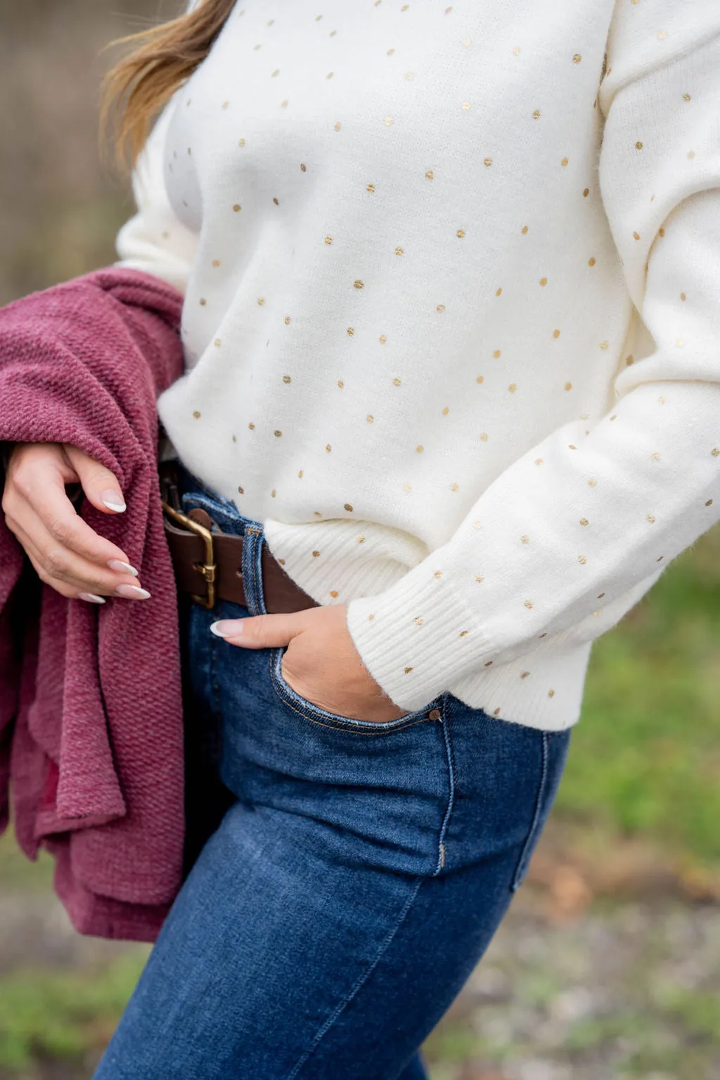 Metallic Dotted Sweater