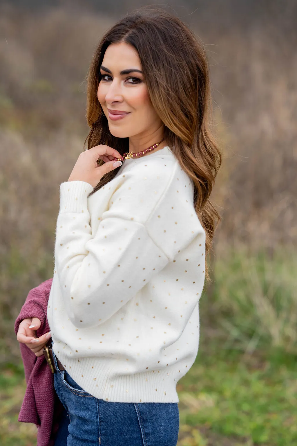 Metallic Dotted Sweater