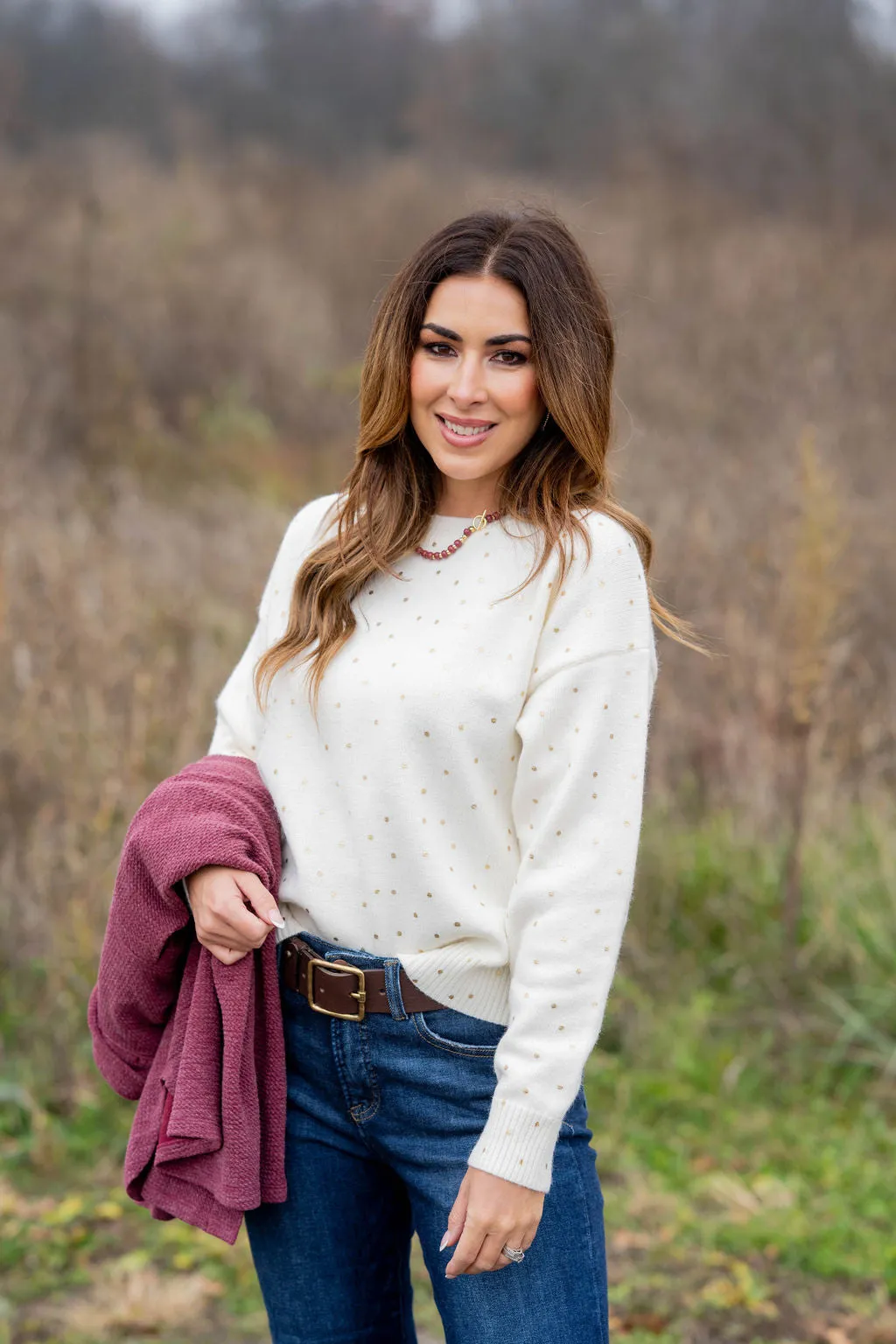 Metallic Dotted Sweater