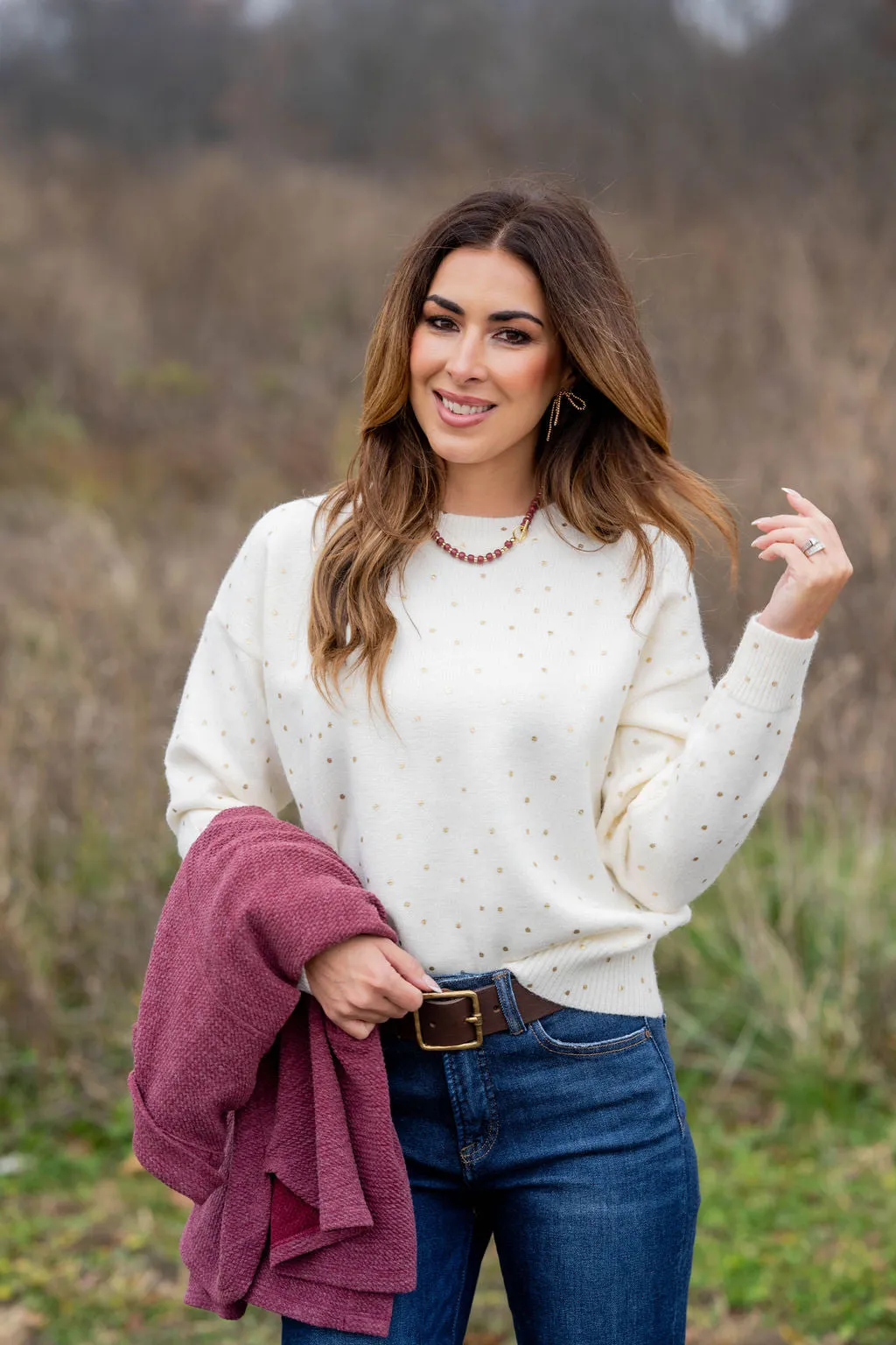 Metallic Dotted Sweater