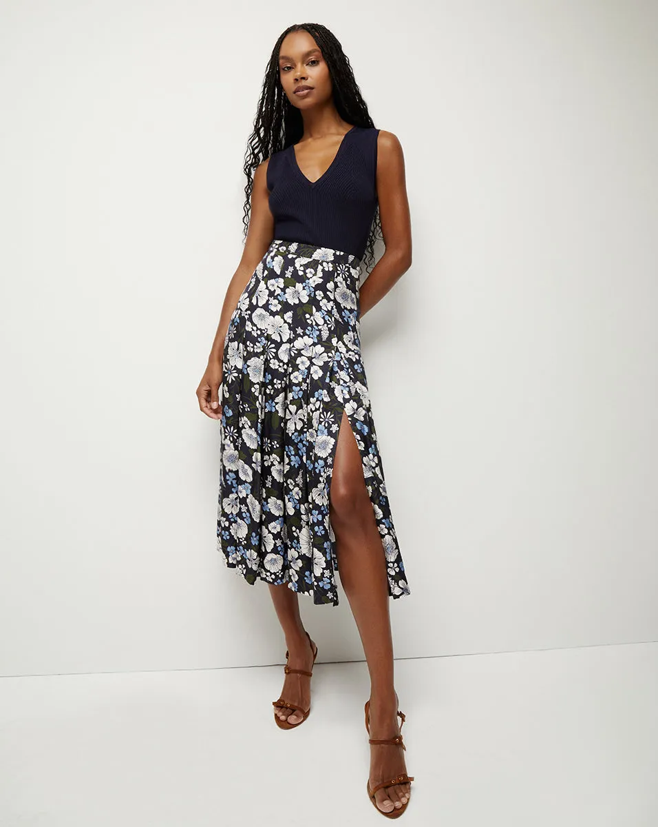 Norris Floral Pleated Midi Skirt