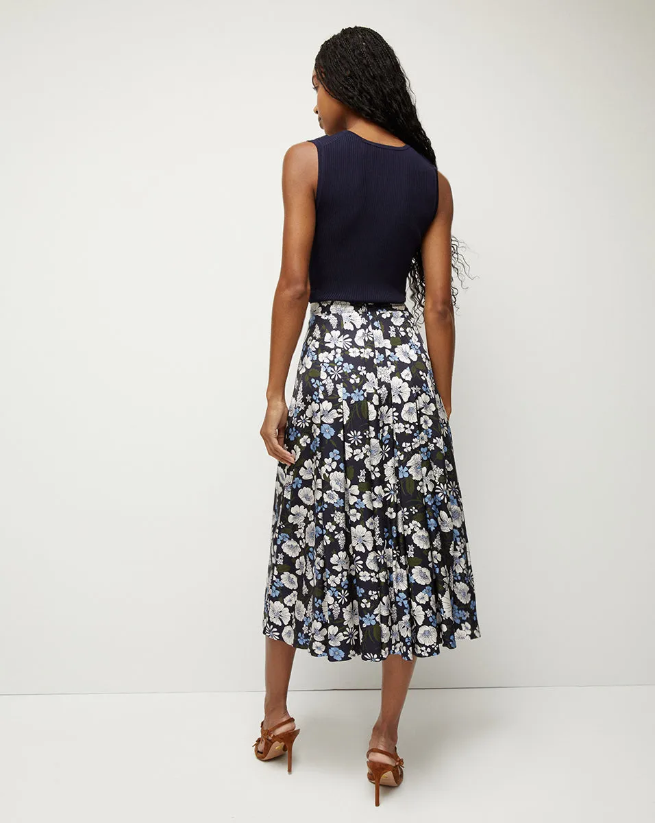 Norris Floral Pleated Midi Skirt