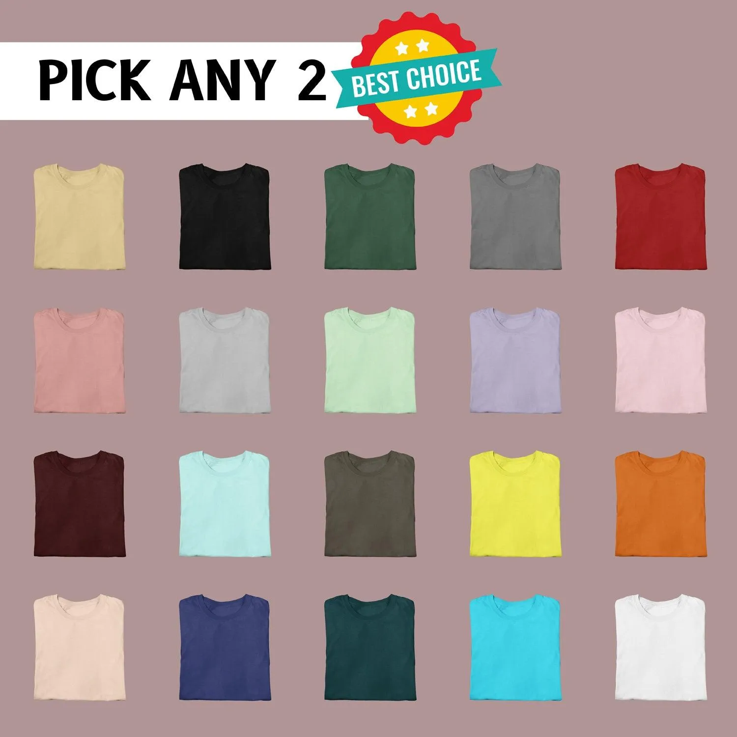 Pick Any 2 - Regular Fit Solid Color Round Neck Cotton T-Shirts - Combo Pack