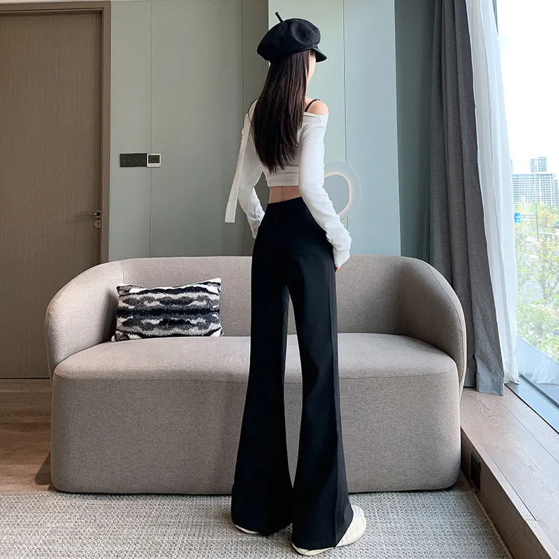 Purpdrank fashion outfits High-Grade Casual Pants for Women Autumn and Winter Low Waist Slim Fit Comfortable Fashion Single Pants Fleece-lined Suit Pants