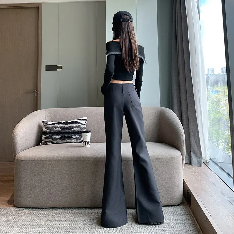 Purpdrank fashion outfits High-Grade Casual Pants for Women Autumn and Winter Low Waist Slim Fit Comfortable Fashion Single Pants Fleece-lined Suit Pants