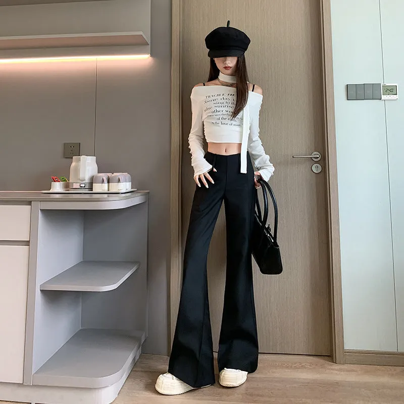 Purpdrank fashion outfits High-Grade Casual Pants for Women Autumn and Winter Low Waist Slim Fit Comfortable Fashion Single Pants Fleece-lined Suit Pants