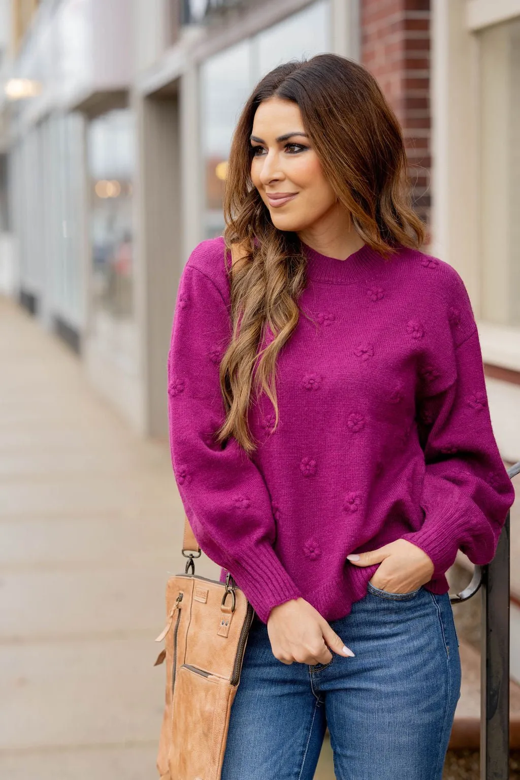 Raised Floral Sweater