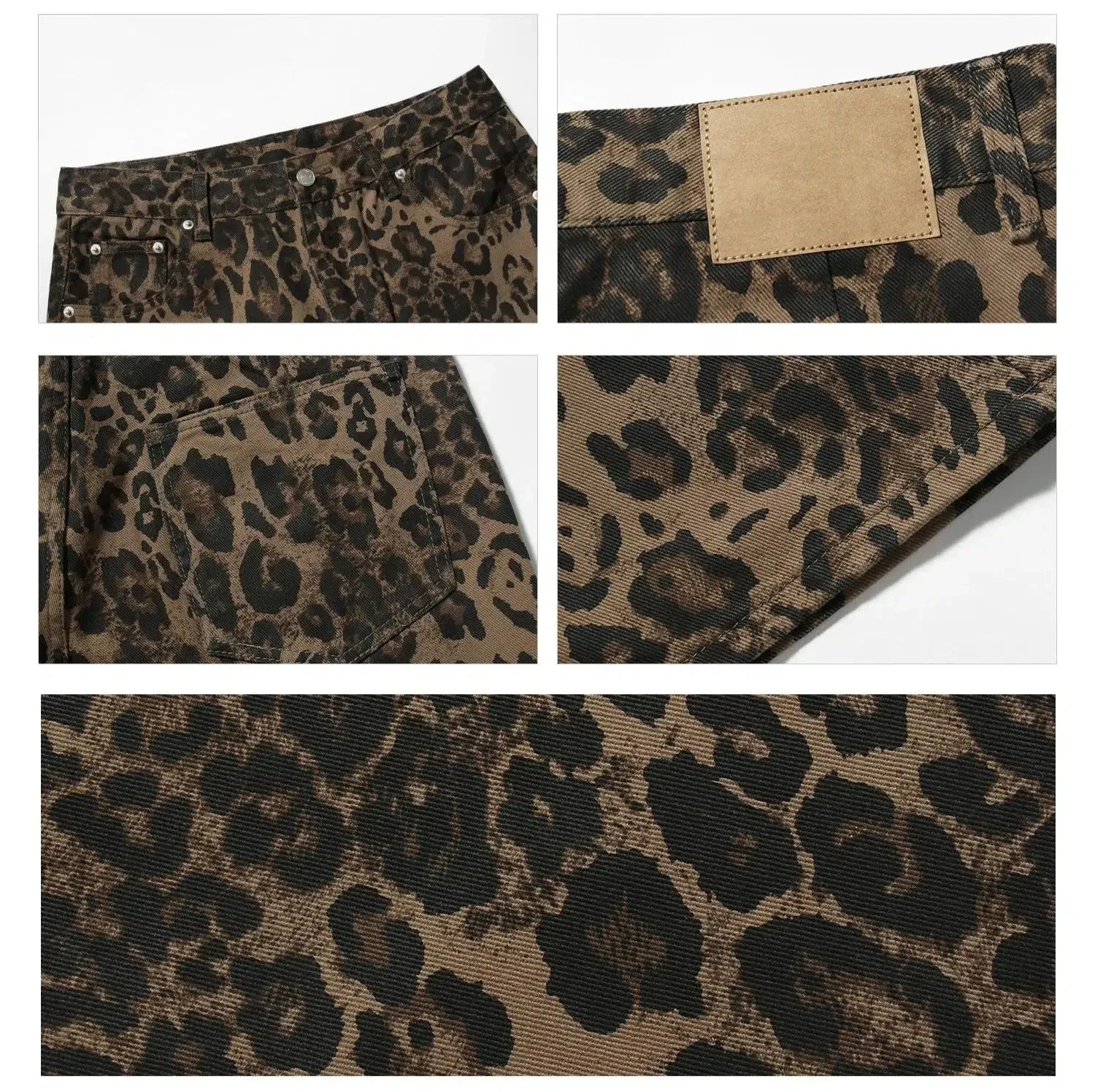 Relaxed Fit Leopard Print Jeans