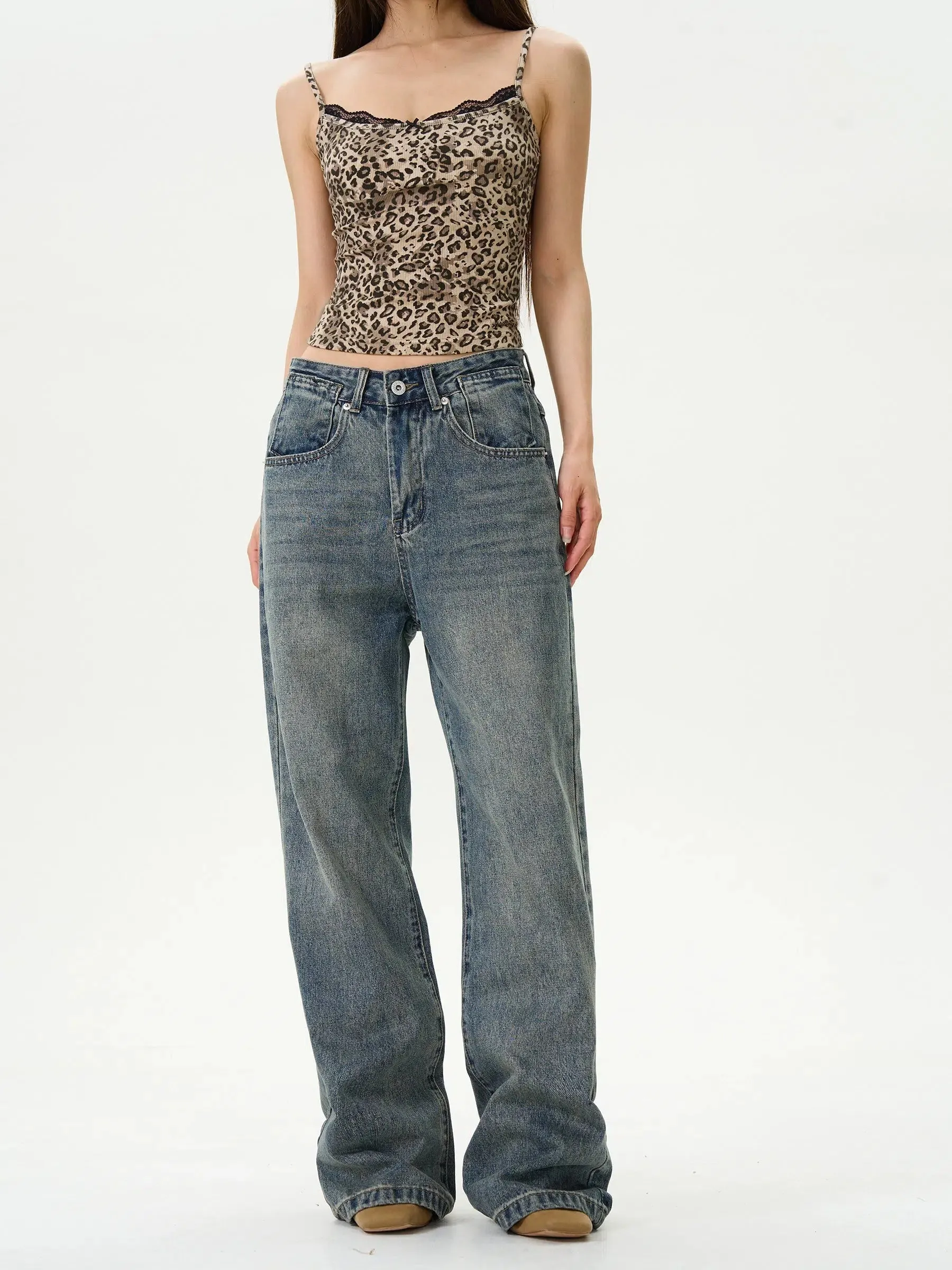 Relaxed Fit Wide-Leg Denim Pants