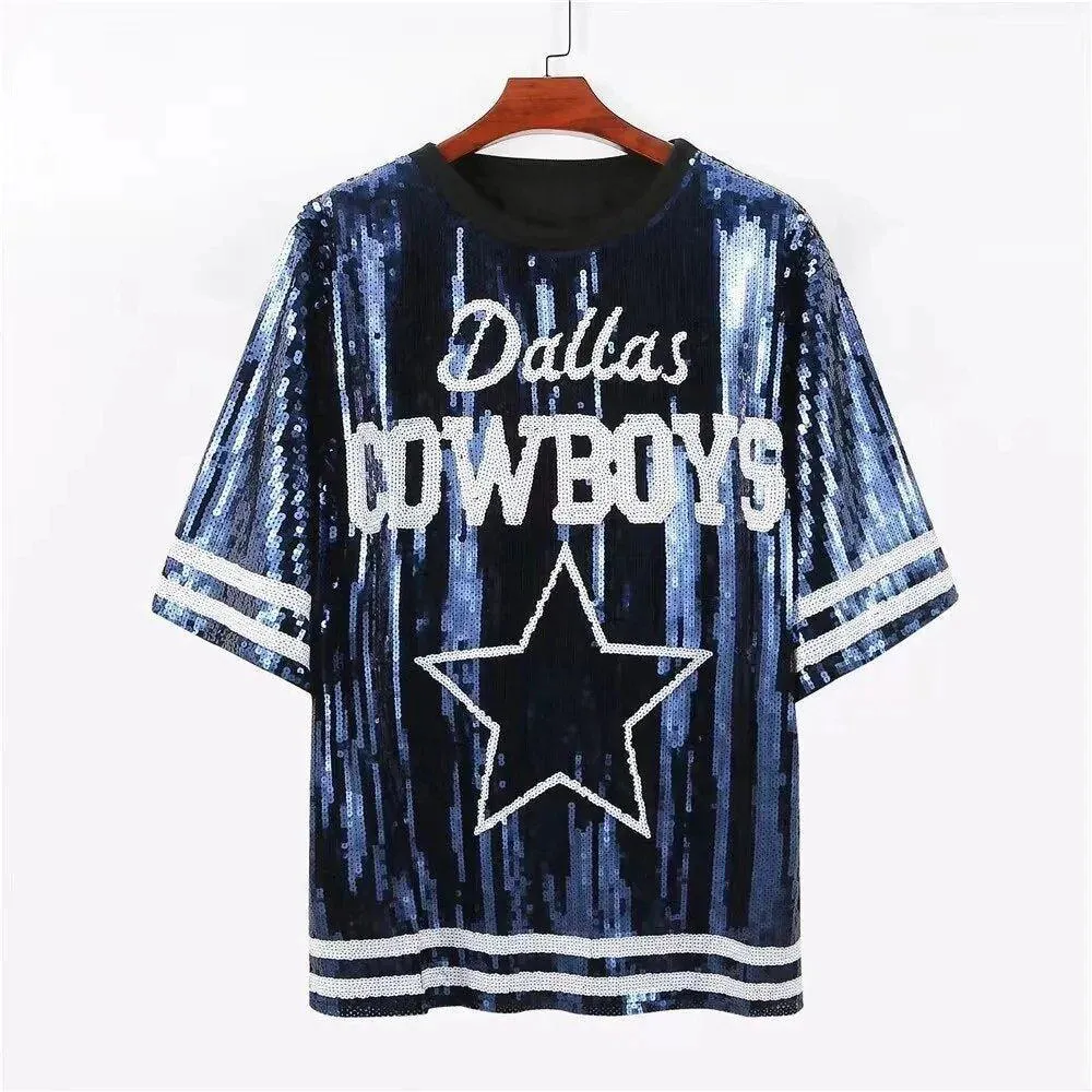 Sassy Cowboy Football Sequin Women Jersey Dress