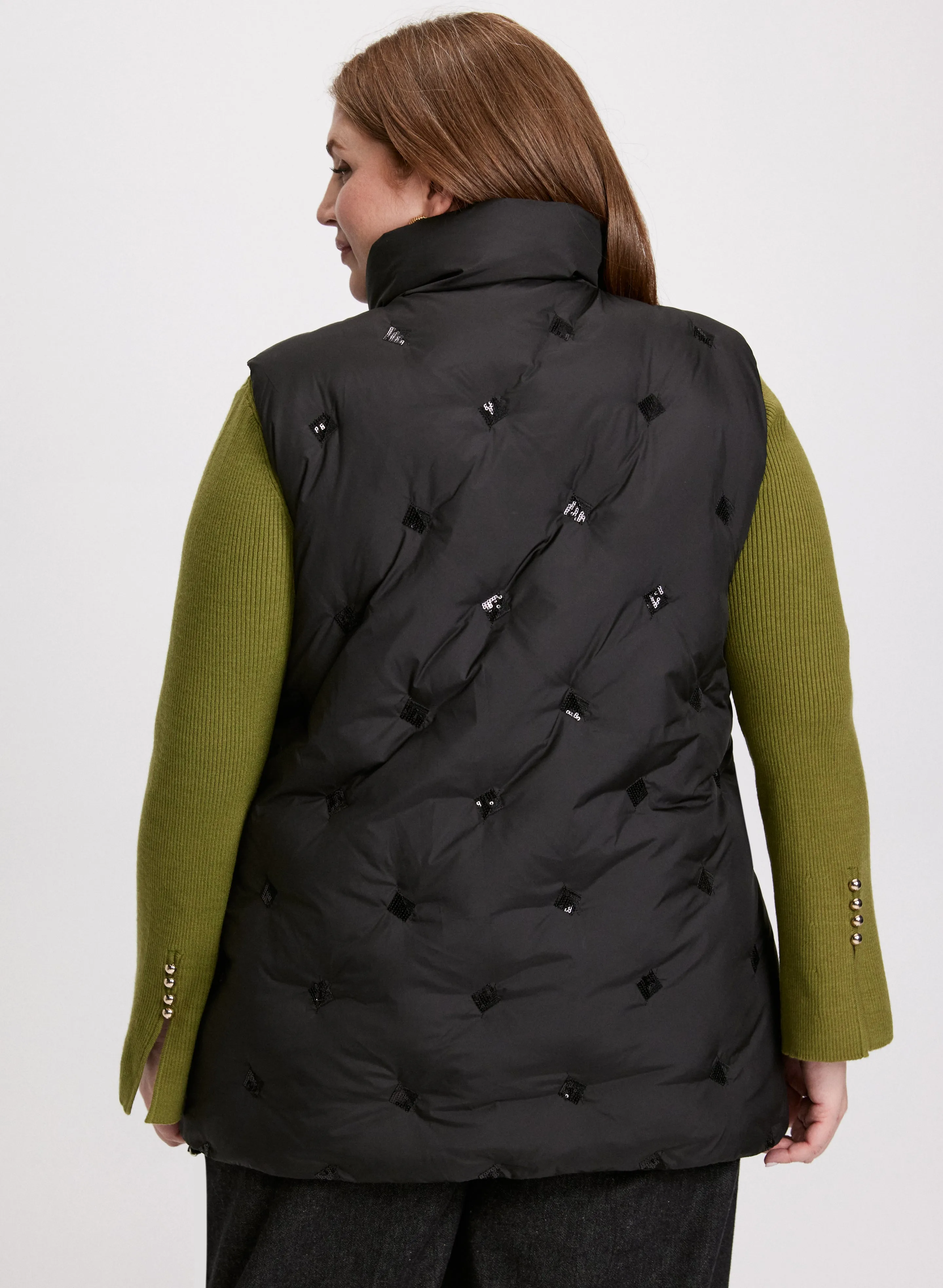 Sequin Detail Puffer Vest