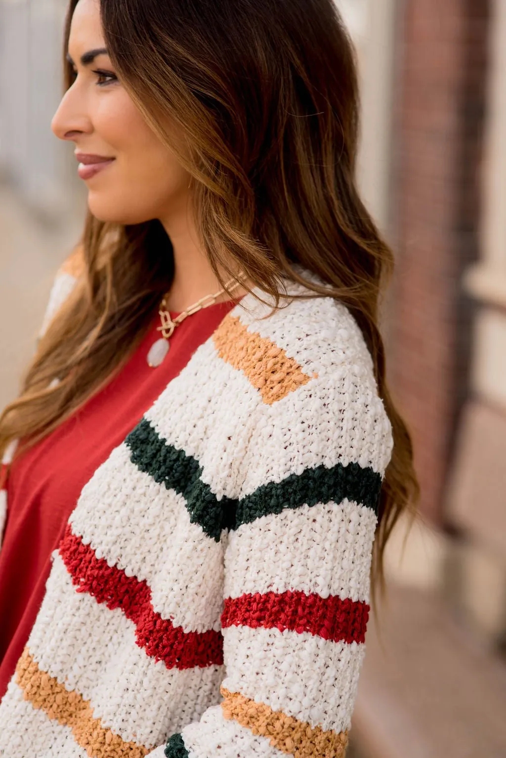 Striped Knit Tunic Cardigan