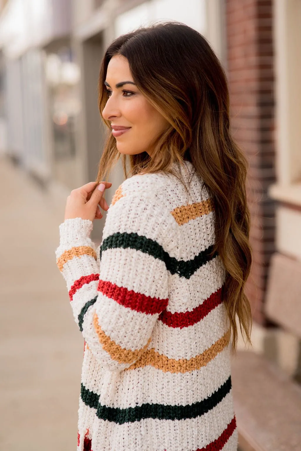 Striped Knit Tunic Cardigan