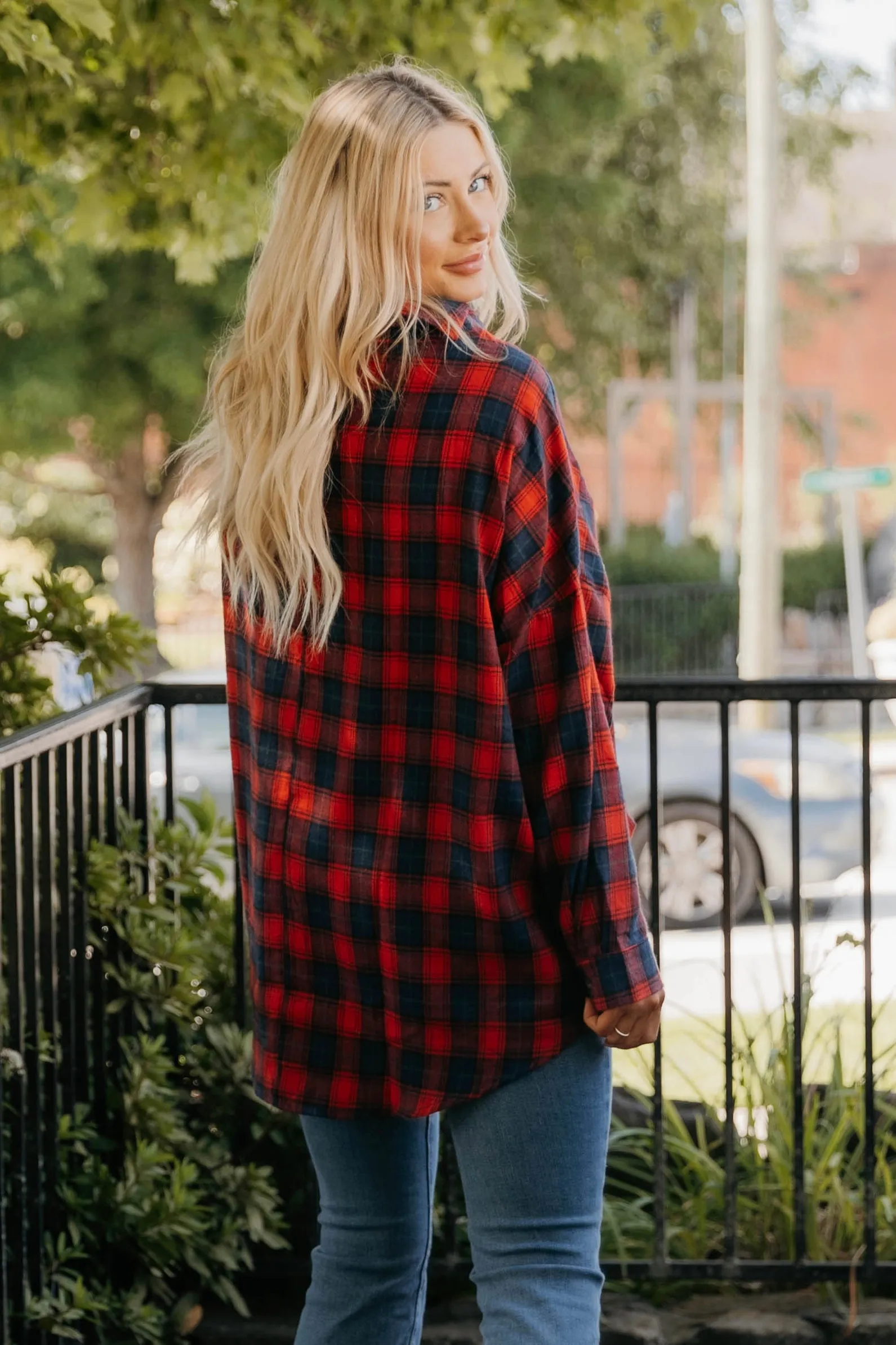 Talia Drop Shoulder Oversized Plaid Top