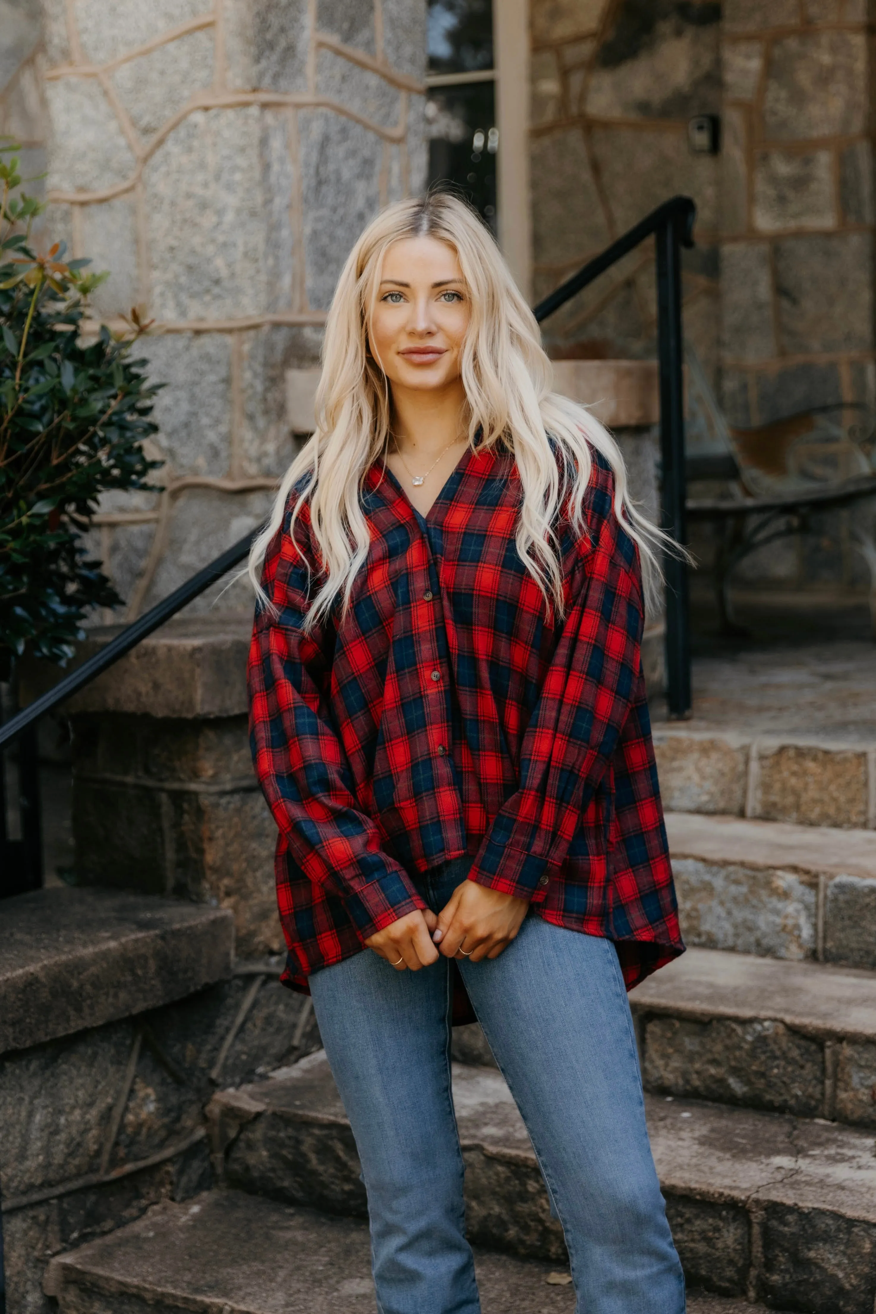 Talia Drop Shoulder Oversized Plaid Top