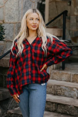 Talia Drop Shoulder Oversized Plaid Top