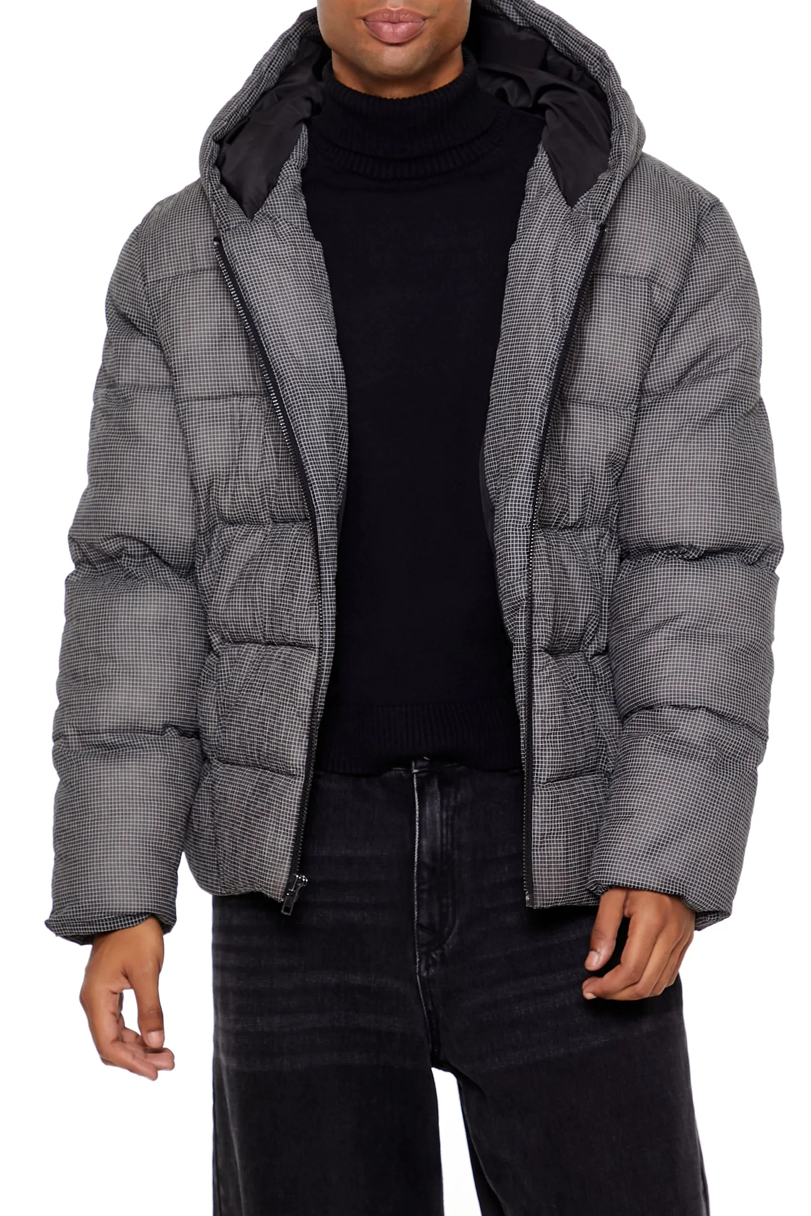 Textured Hooded Puffer Jacket