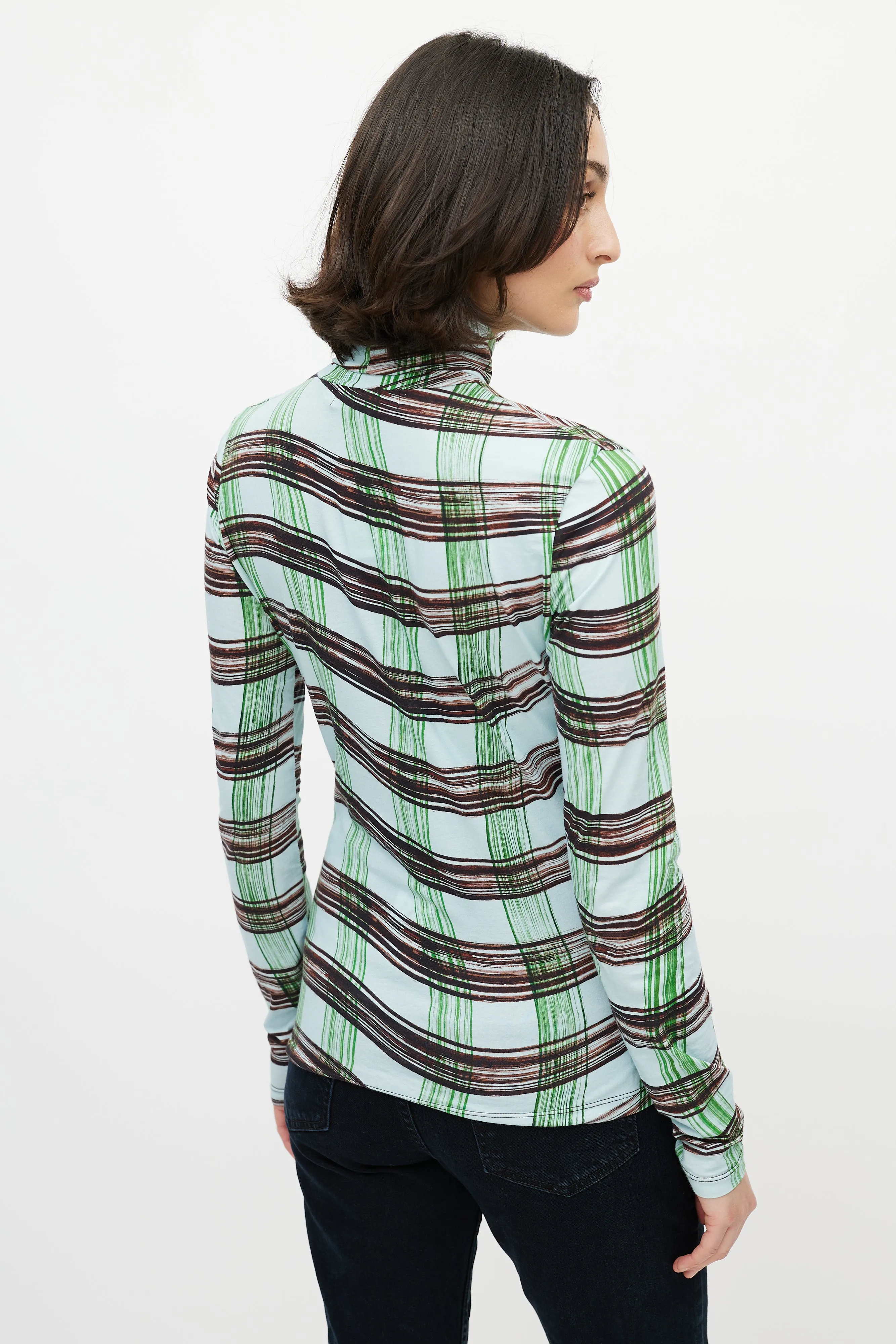 White Label Blue & Multi Checked Turtleneck