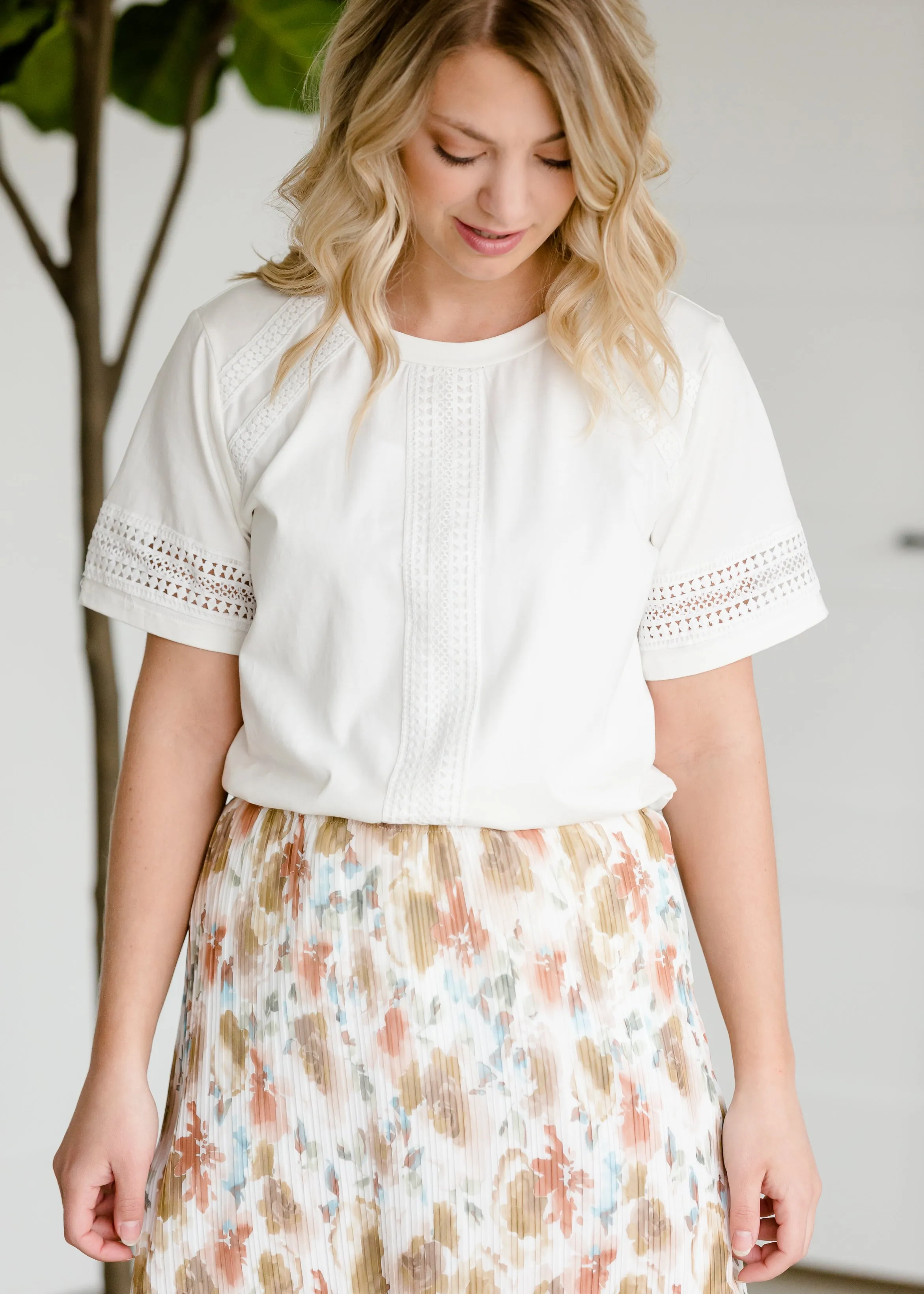 White Lace Trimmed Top