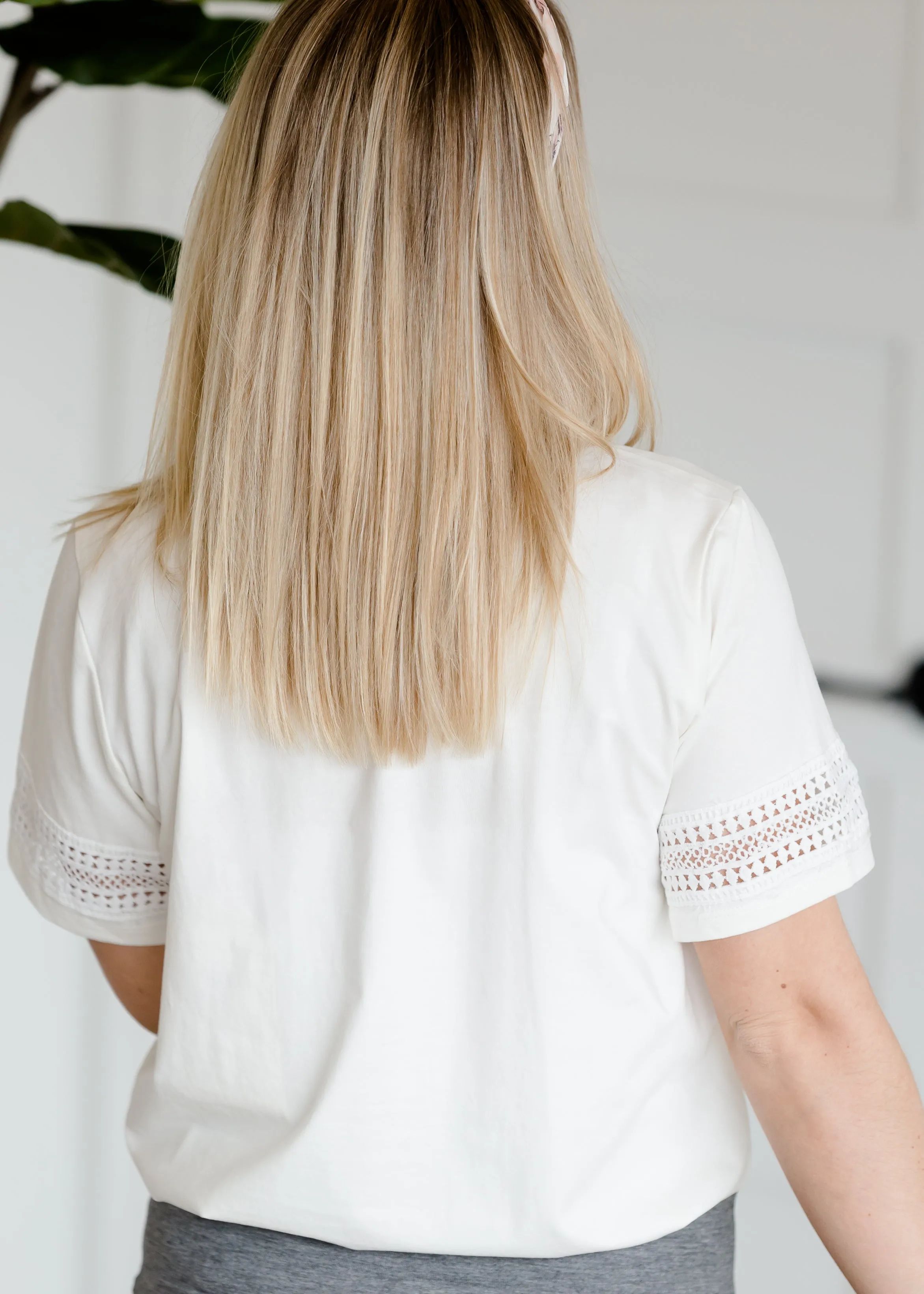 White Lace Trimmed Top