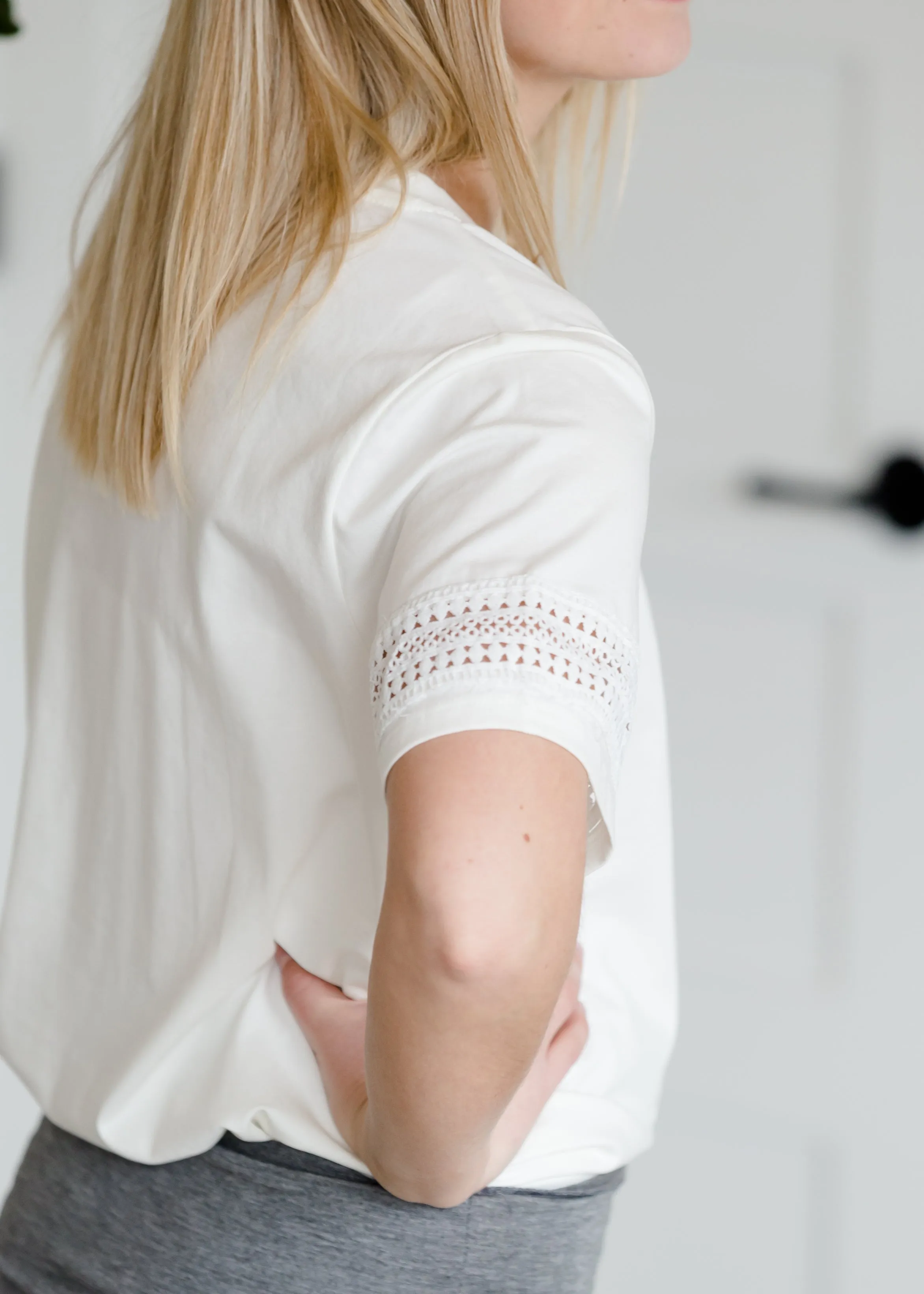 White Lace Trimmed Top