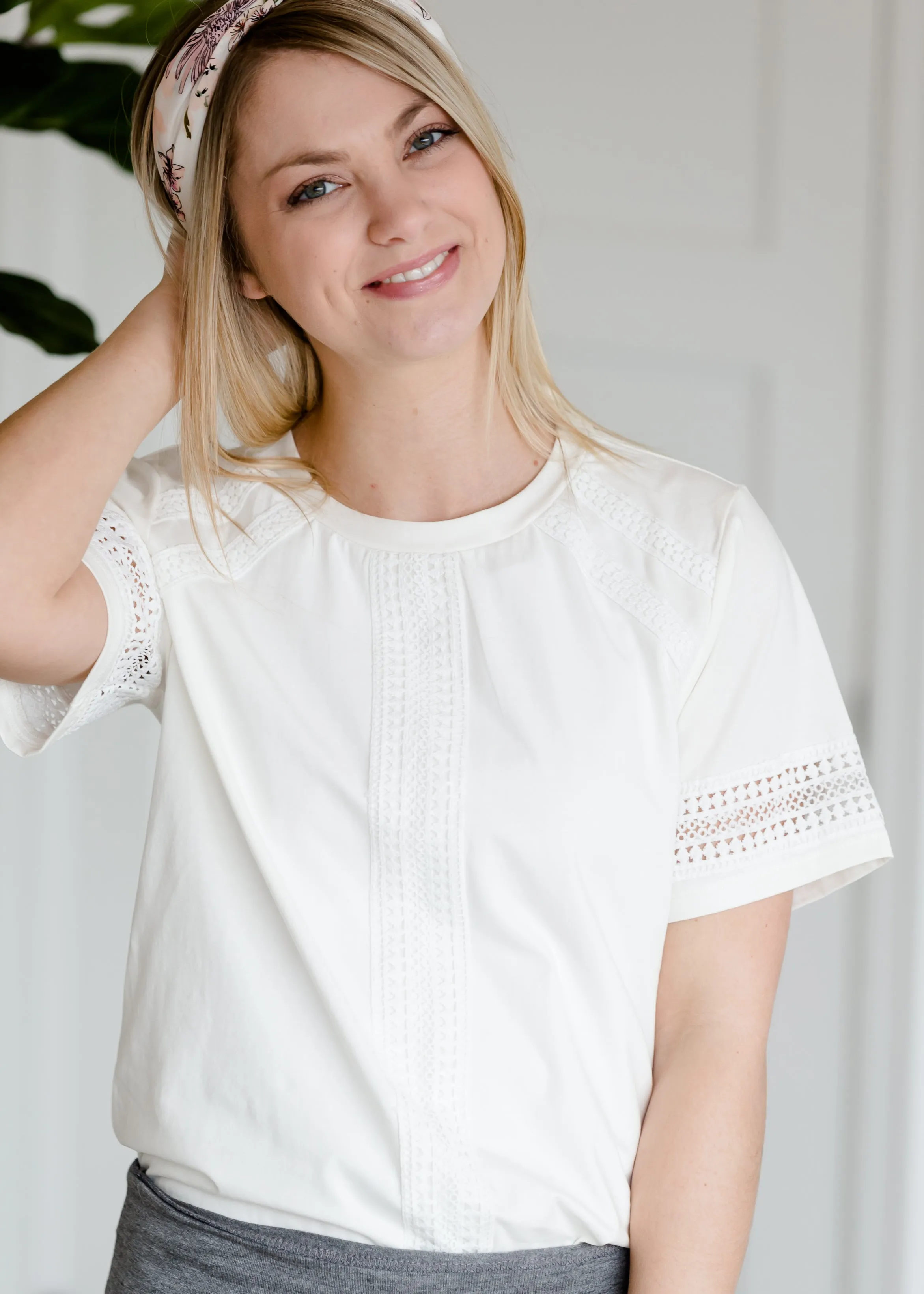 White Lace Trimmed Top