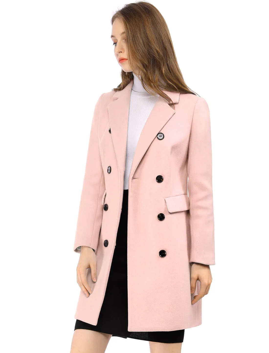 Winter Long Sleeve Notched Lapel Double Breasted Trench Coat