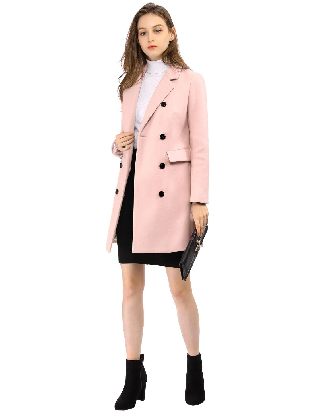 Winter Long Sleeve Notched Lapel Double Breasted Trench Coat