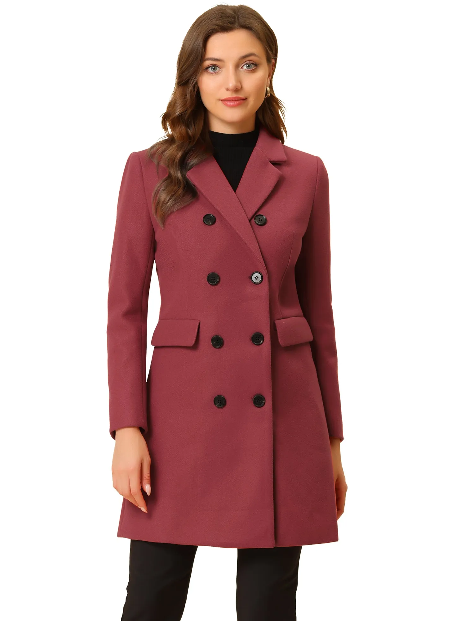 Winter Long Sleeve Notched Lapel Double Breasted Trench Coat