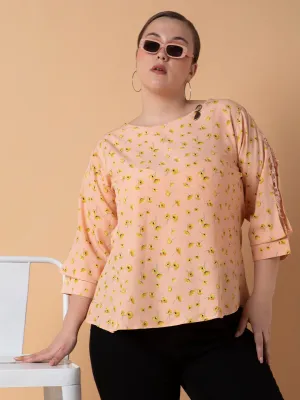 Women Floral Peach Top